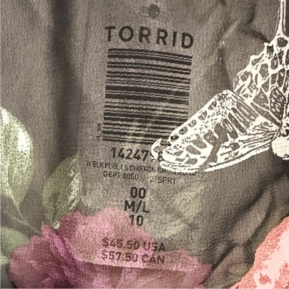 Torrid floral skulls sheer long sleeve - Picture 2 of 7
